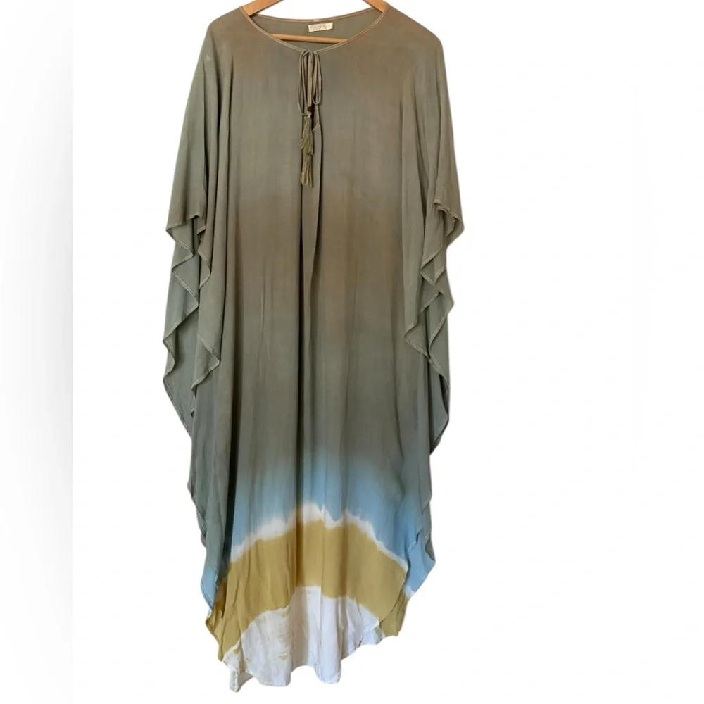 Indah Ombre Tassel Kaftan Maxi Dress Beach Cover Up Boho One Size